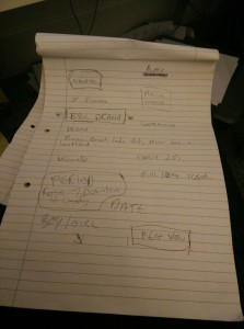 Initial notes from Aimee Barrett's showreel meeting two years ago. 